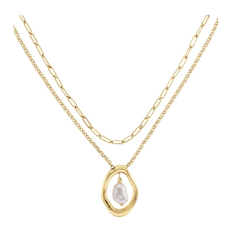Calvin Klein EDGY PEARLS series stacking freshwater pearl necklace women s 6186275 35000559-F gold золотой