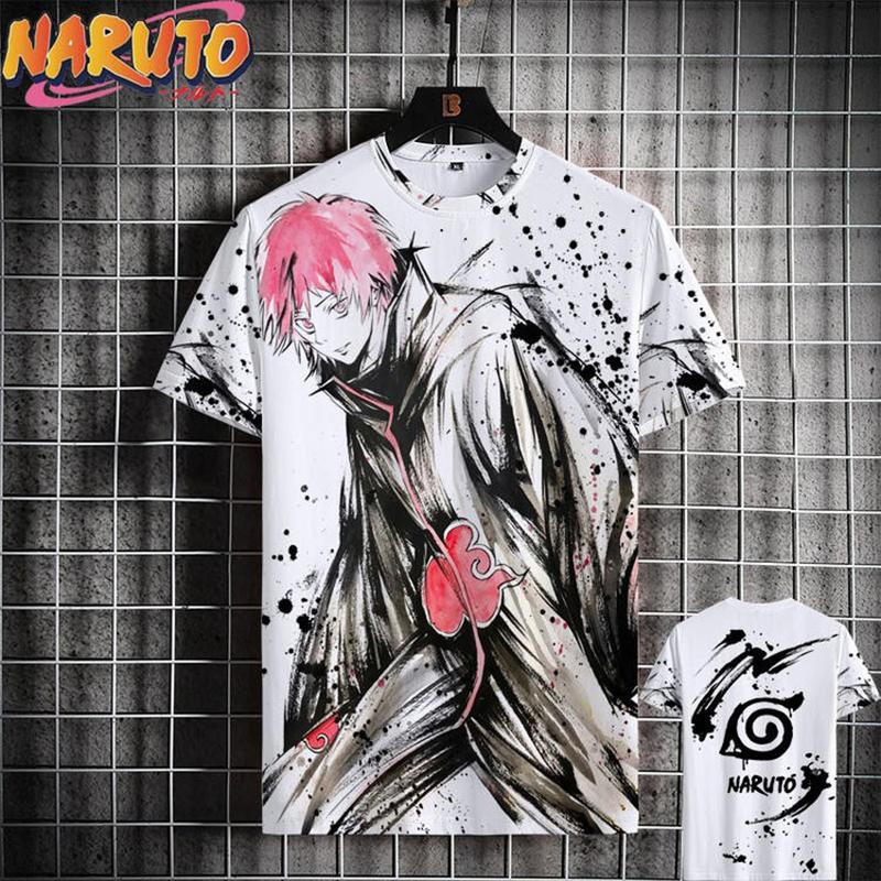 Sommer Rund Hals 3D Japansk Anime Trykket Topp Moteriktig Casual Kortermet Herre T-skjorter