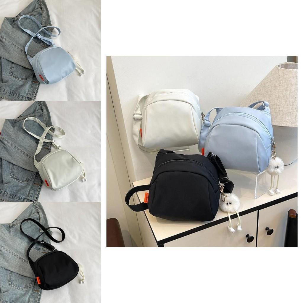 Vintage Small Canvas Crossbody Bag Stylish Washable Fabric Commuter Student Bag In Black White And Blue