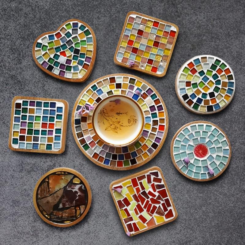 1.5lb Mosaic Tiles Assorted Iridescent Crystal Mosaic Tiles for Crafts, Glass Mosaic Pieces Set with Box 680g DIY Picture Frames Handmade Jewelry Art