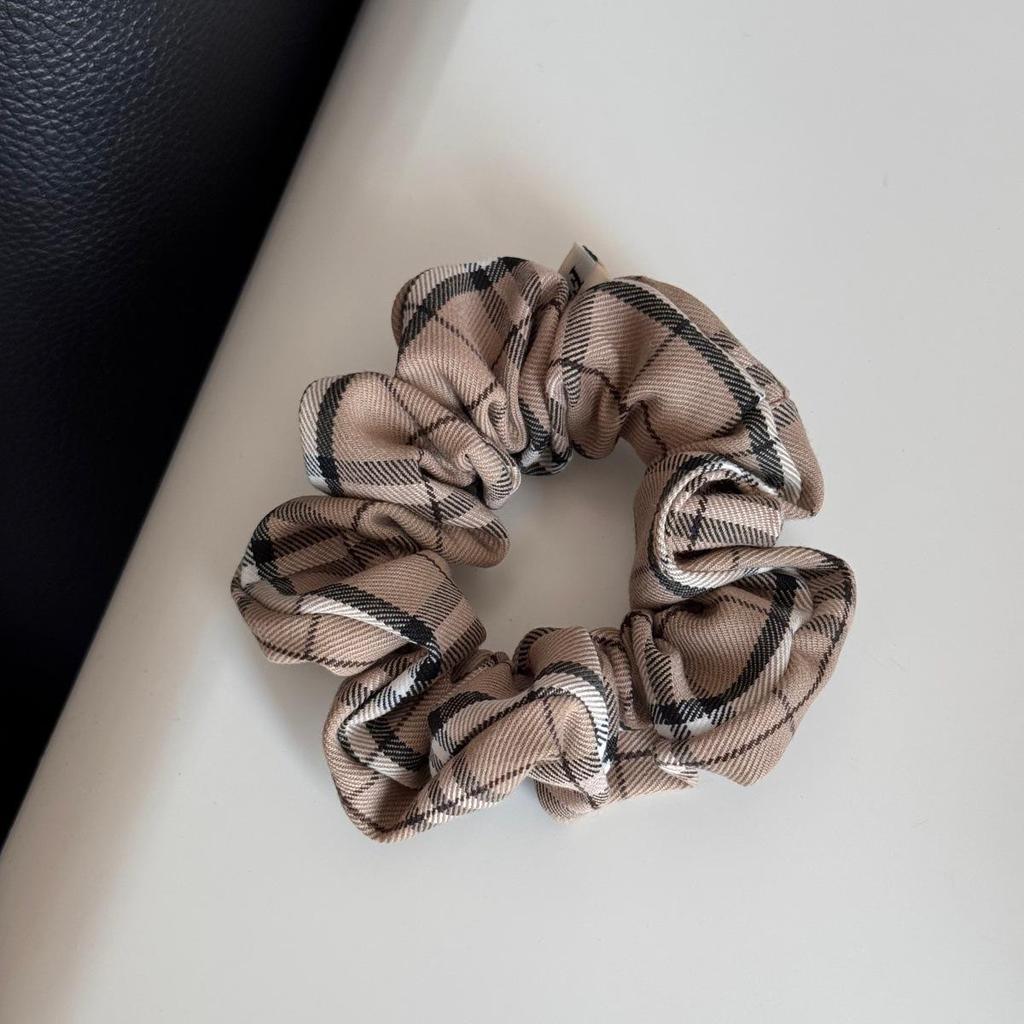 Korean Retro Plaid Scrunchie Hair Tie Headband for Women