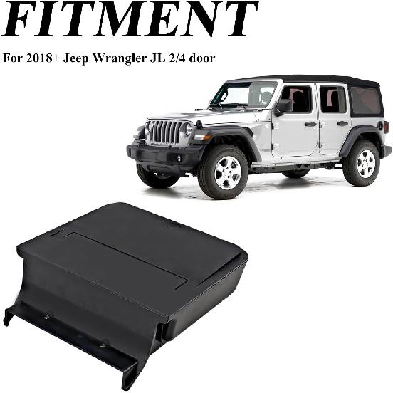 Jeep Wrangler JL One-Touch Hidden Storage Console Box, Modern Center Console Box, 6.77 X 6.16 X 1.81 Inches, Black