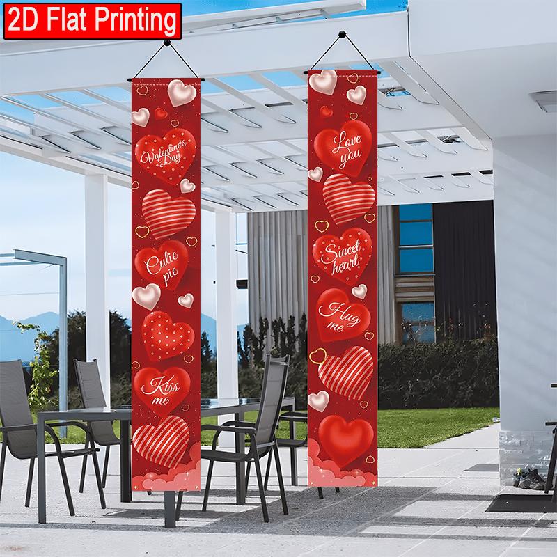 Valentine's Day Couplet Banner Love Heart Floral 1 Pair Indoor Outdoor Decor