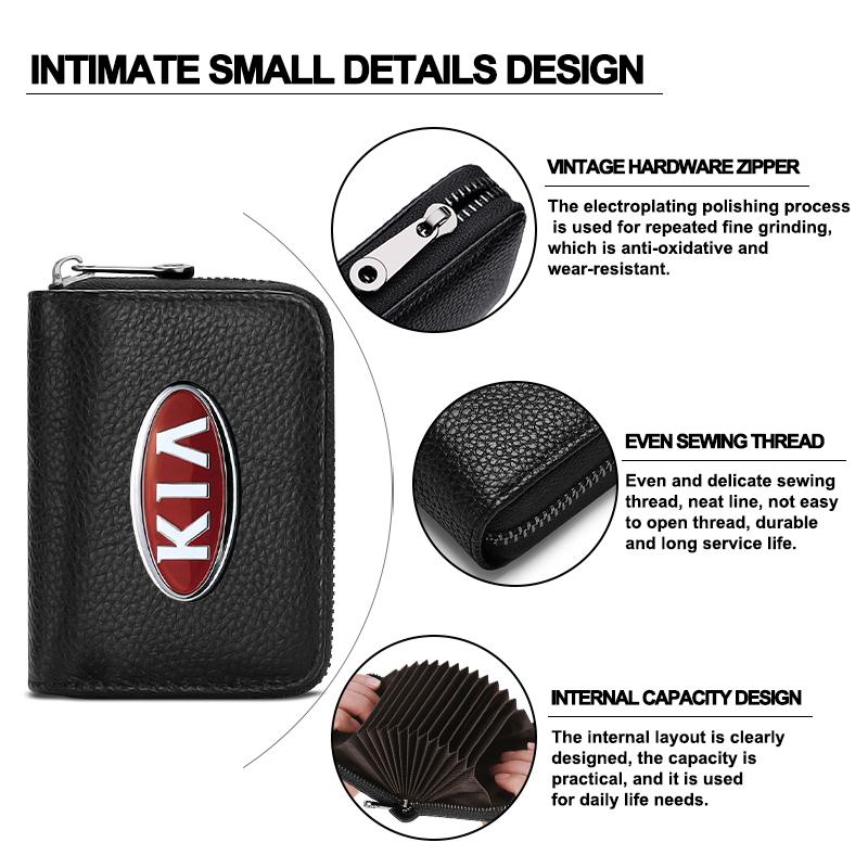 1pcs Fashion Leather Car Driver's License ID Card Bank Card Wallet Car Styling For Kia Rio Ceed Sportage Cerato Soul Sorento K2 K5 Flip Car Accessorie