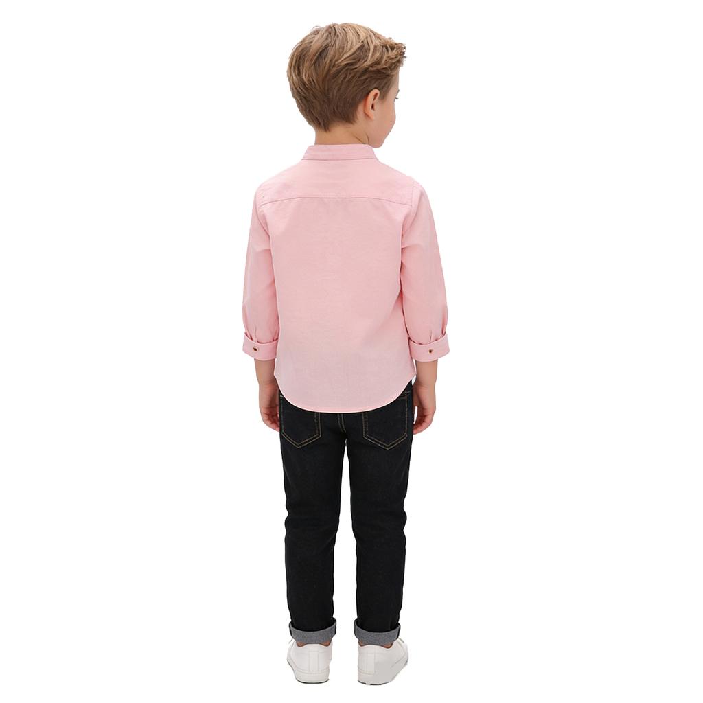 Chemise Décontractée à Boutons, Col Mao et Manches Longues pour Enfants
