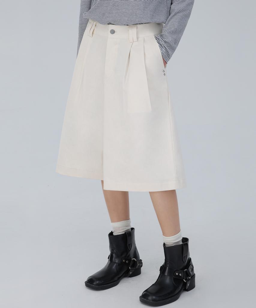 CHICKS Bermuda Wide Cotton Pants Ivory