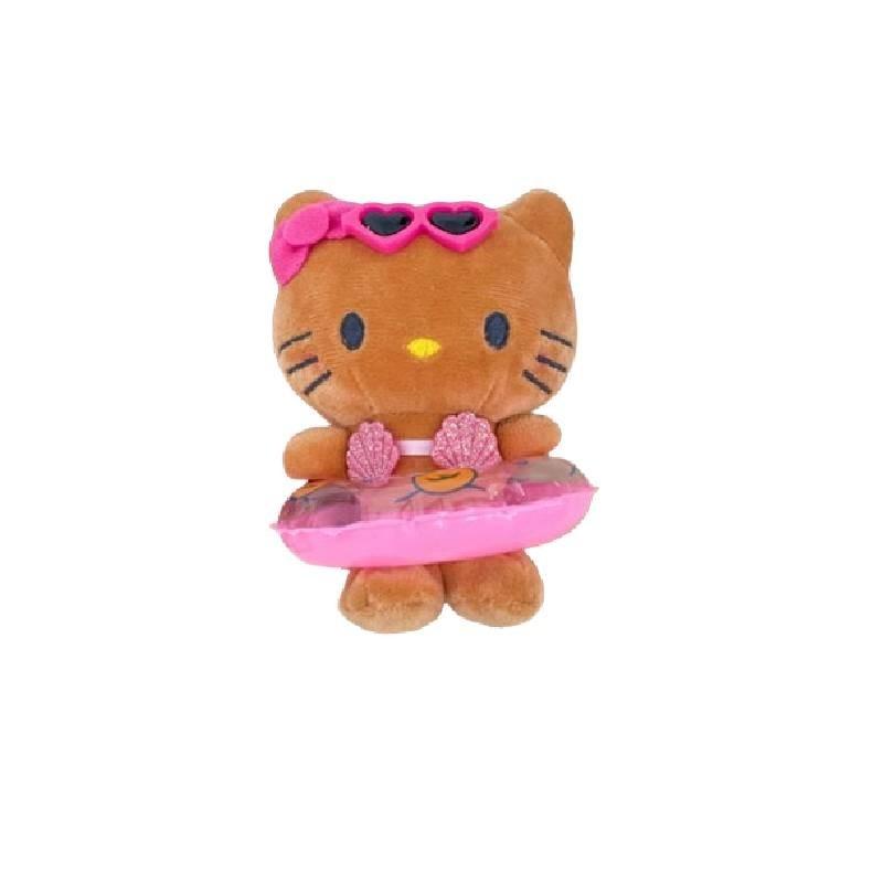 Cute Cartoon Hello Kitty Plush Keychain Adorable Kt Doll With Black Leather