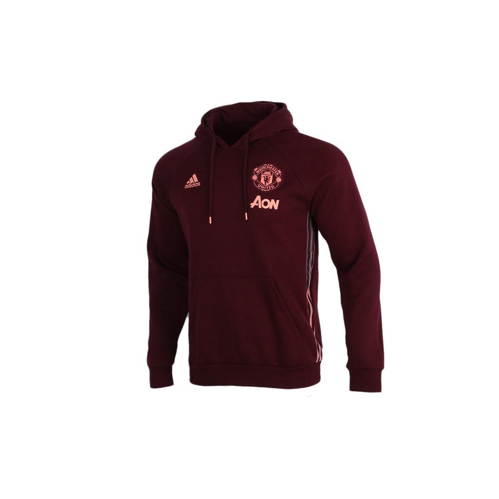 adidas Manchester United Sweatshirts Men's Burgundy Hooded Moderate Regular GK9432