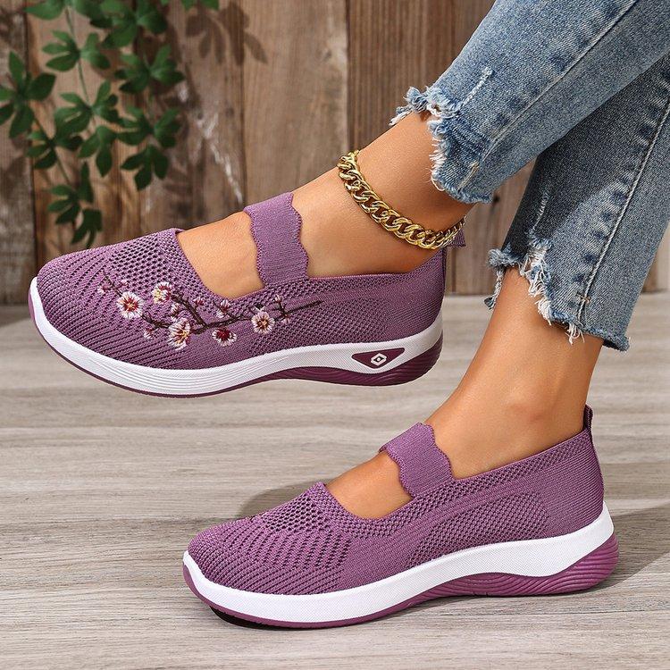 

2025 женская обувь дизайн с принтом туфли-лодочки женские туфли на одной педали большой размер вязаные туфли удобные и дышащие женские туфли 43 фиолетовый