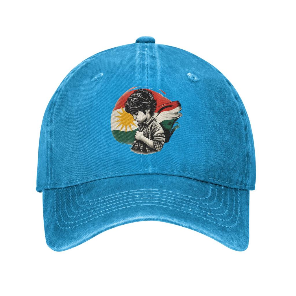 Kurdistan Flag Sun Baseball Cap Streetwear Men Adult Washed Trucker Hat Sun-Proof Custom Tennis Skate Cap Birthday Present