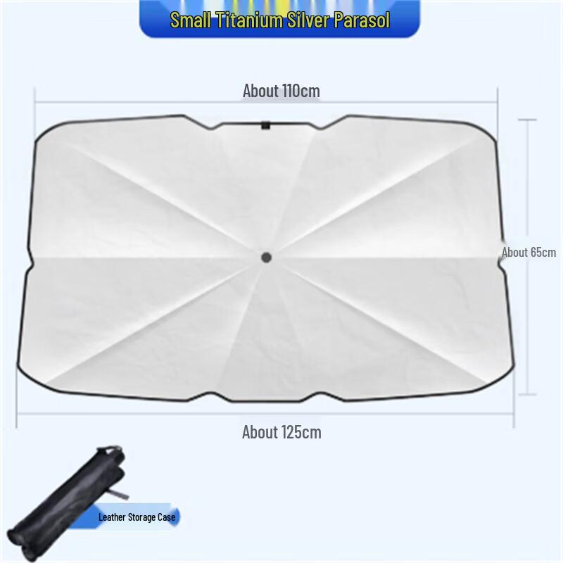 Foldable Car Windshield Sunshade Umbrella, Small, Titanium Silver (10-Pack)