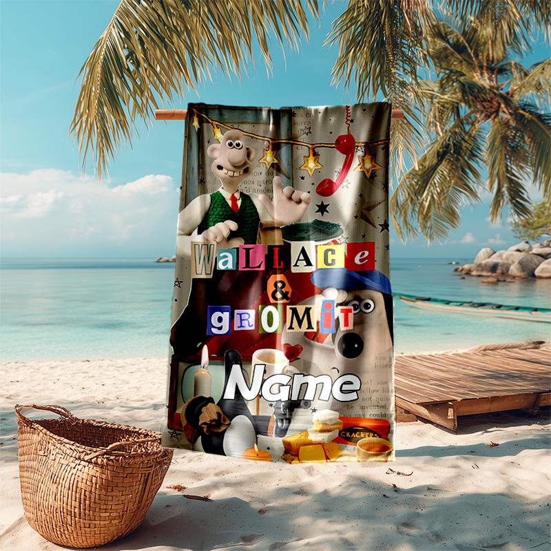 Personalized Customized Proof Beach Towel with Wallace and Gromit Pattern - Soft, Absorbent,quick-drying,perfect Swimming,camping&bathing