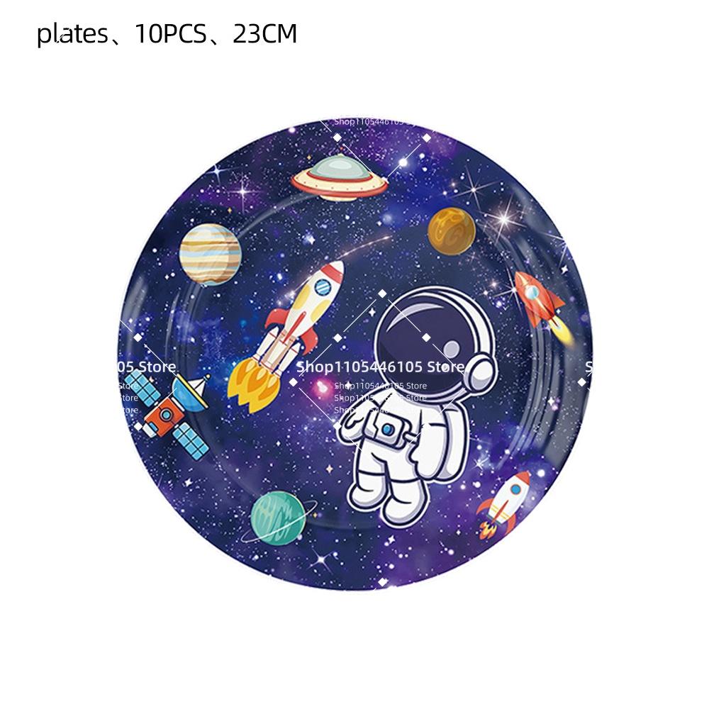Space Astronaut Universe Spaceman Disposable Tableware Birthday Decorations Cup Plates Banners Tablecloths Outdoor Holiday Party