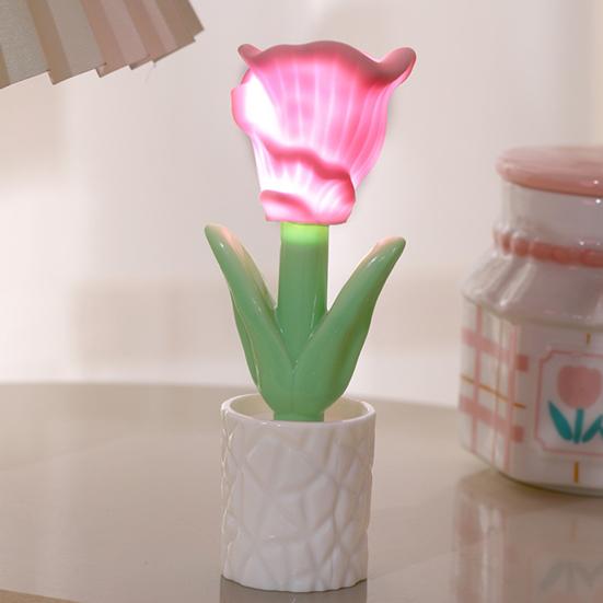 Mini LED Blume Floral mit Weichem Schein Nachtlicht Tischlampe Kreativ Batteriebetrieben Nachttisch Schreibtisch