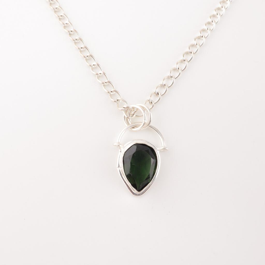 Green Tourmaline Gemstone 925 Sterling Silver Jewelry Handcrafted Pendant 1.01" PP-56-12