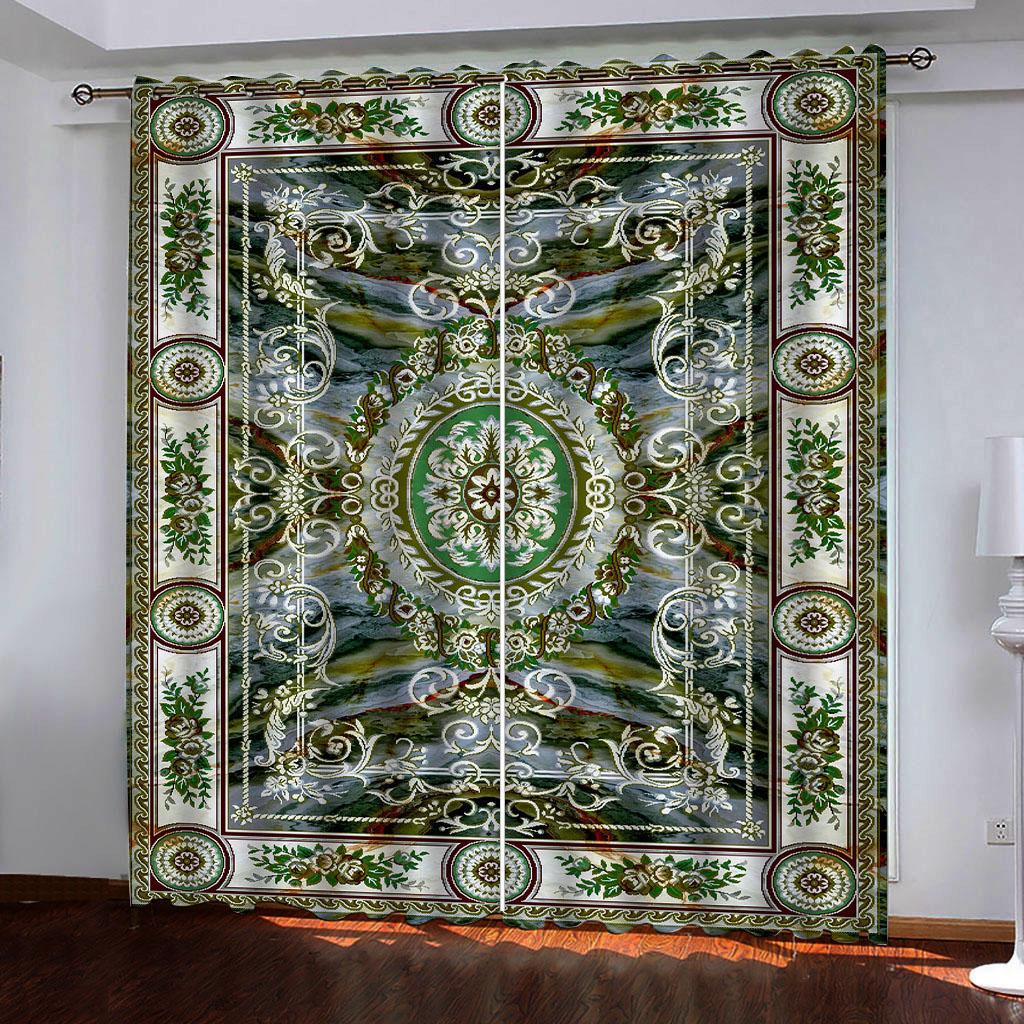 European Luxurious Up-to-date Gold Lightweight Darkening Window Panel Blind Curtains for Kids Bedroom Living Room Kitchen Door Home Decor 2Pieces