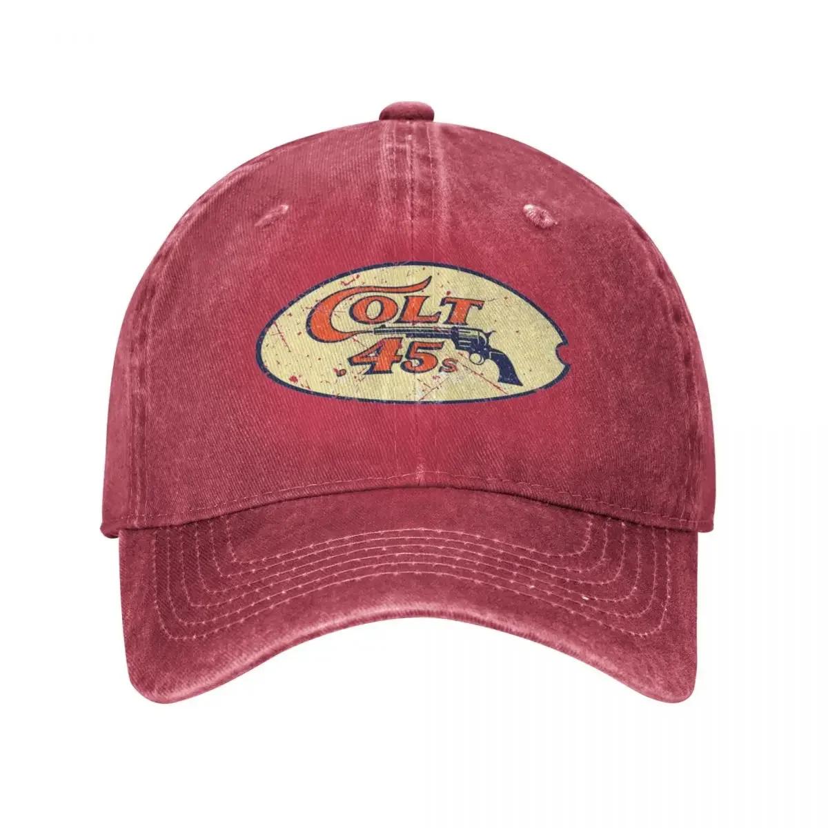 Houston Colt Gun Texas Unisex Style Baseball Cap Distressed Washed Hats Cap Retro Outdoor Summer Snapback Hat One Size