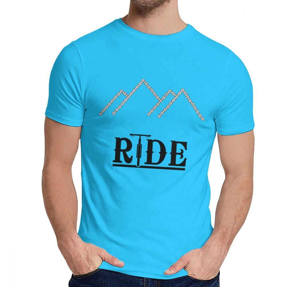 Crewneck Ride Bike Bicycle Chain Mountains Biking T Shirt Men Soft Top Tee 2XL