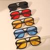 5pcs Men's Geometric Square Multi-color Lens Fashion Glasses Double Beam Flat Top Large-sized Glasses