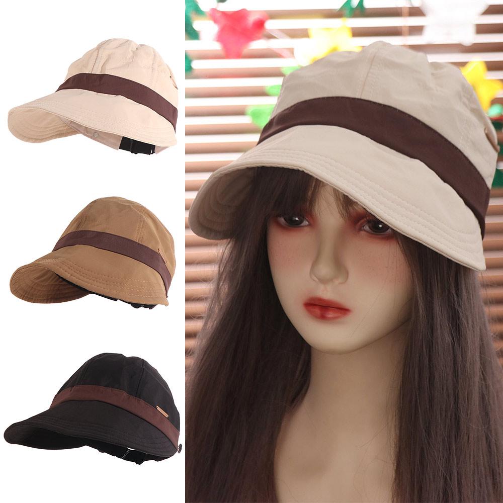 Solid Color Wide Brim Sun Hat Casual Sun Protection Cap Fisherman Hat Duckbill Hat  Hiking