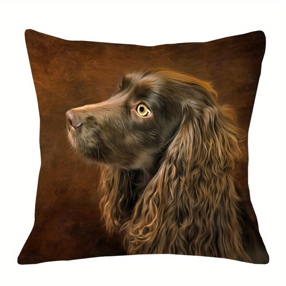 Cocker Spaniel Dog Pattern Decorative Pillowcase, Realistic Pet Portrait Cushion Cover For Sofa Home Living Room Decor