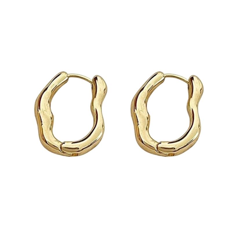 Trendy Geometric Ear Clips Comfortable Irregular Hoop Earrings for Women Girl Fashionable Unique Valentines Day Gift