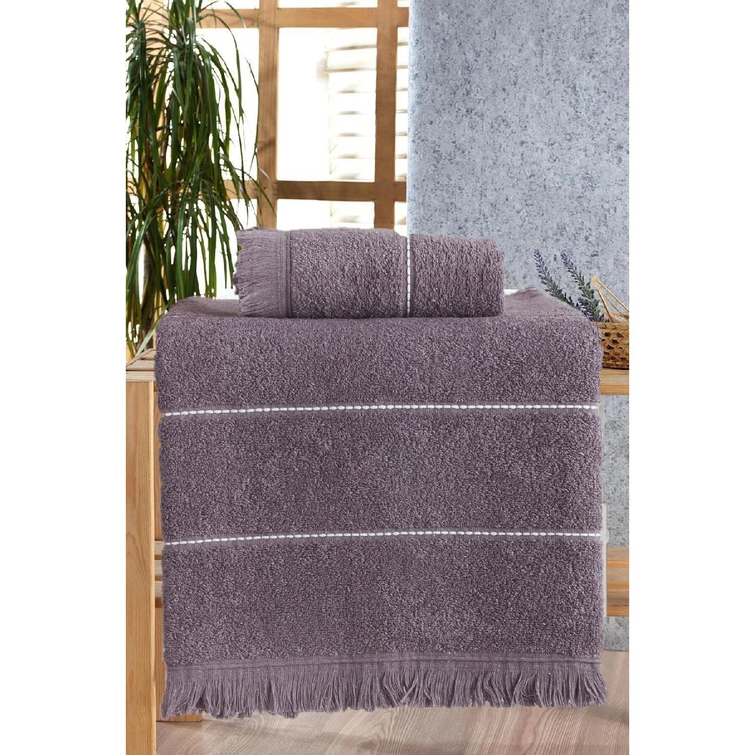 

Retro Stripe Plum Bath Towel Set Of 2 сливовый