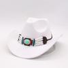 Western Cowboy Hat Simple Woolen Top Hat Retro Chain Ethnic Style Men'S And Women'S Jazz Hat