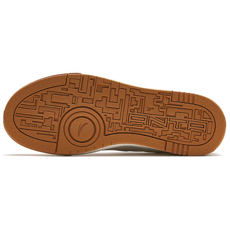 New Anta Cushioning Wear Resistant Low Top Skateboard Shoes Men's White Brown 912428009-4