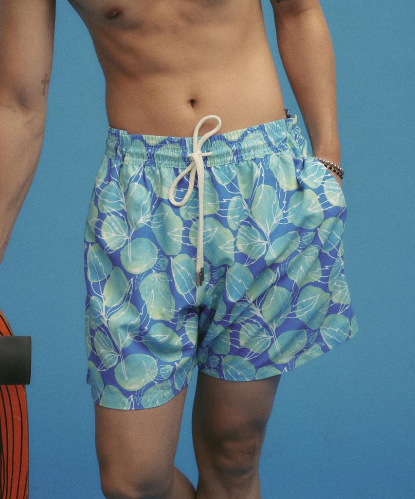 Billalei Aqua Botanical Reef Men'S Swim Shorts - Aqua Blue