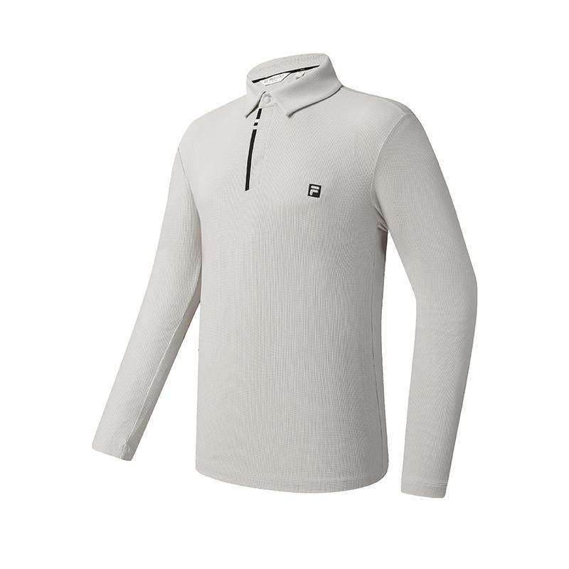 Fila Golf Series Fashion Sports Casual Stretch Comfortable Solid Color Knit Long Sleeve Polo Shirt Men Tops A11M545201FGY