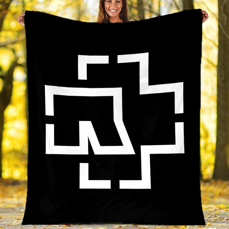 1pc Rammstein2 Theme Blanket - Digital Print, Polyester, Cozy for All Seasons, Perfect for Outdoor, Camping, and Travel