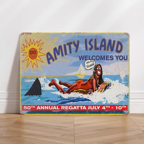 Personalised Aluminium Metal Sign Jaws Movie Amity Island aluminum 20x30cm