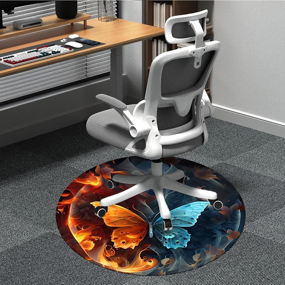 

1pc Butterfly Print Carpet for Office Non-Slip, Round Carpet, Soft & Comfortable, Carpet for Office, Lightweight Round Floor Mat 80cm