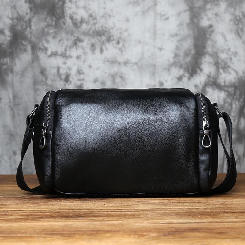 

NZPJ Genuine Leather Men s Shoulder Bag Trendy Crossbody Bag top Layer Cowhide Men s bag Leisure Postman Bag For 10 Inch IPad чорний