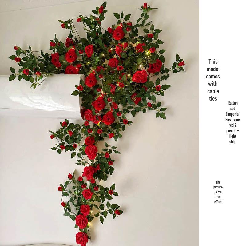 Rose Vine Artificial Flower Decor for Air Conditioner Pipes or Balcony Railings