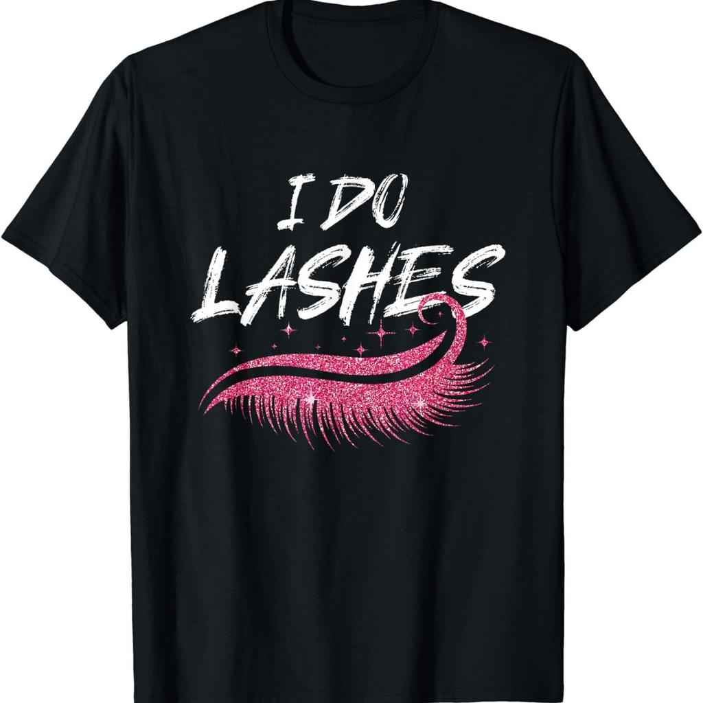 I Do Lashes Graphic Tshirt For Men Comfortable Cotton Crew Neck Tee Pink Eyelash Print
