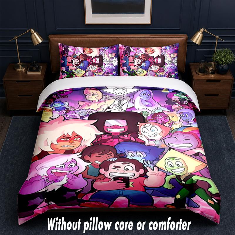 Steven Universe Design Bett Bettwäsche Set 1 Bettbezug + 2 Kissenbezüge Weich Atmungsaktiv Haushalt Bettwäsche