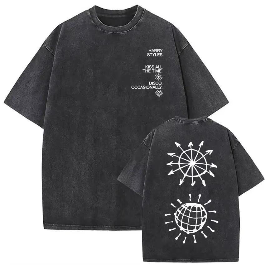 Harry Styles Together Tour 2026 Vintage Washed T-Shirt Men Women Pop Music Fashion Oversized Cotton Casual Streetwear