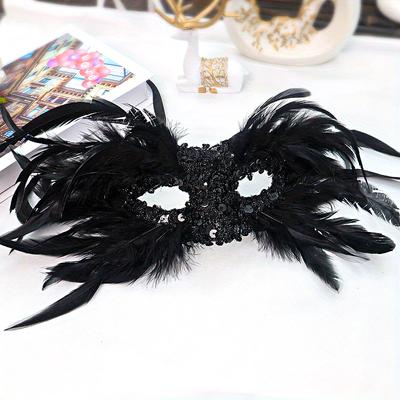 1PC Bola Traje Acessório Halloween Lantejoula Design Pena Máscara Veneziana Masquerade Estilo Gótico