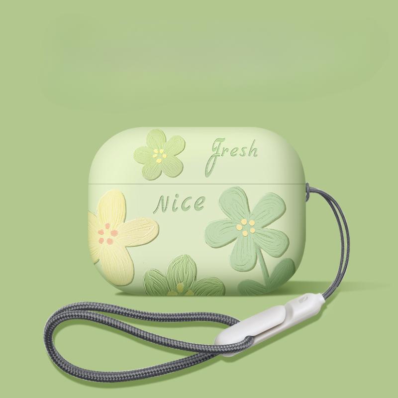 

Для AirPods Pro 2-го поколения Pro защитный чехол для Apple Airpods 2/3/1 цветочный узор защитный чехол для наушников цветок мягкий for Airpods Pro2 светло-серый