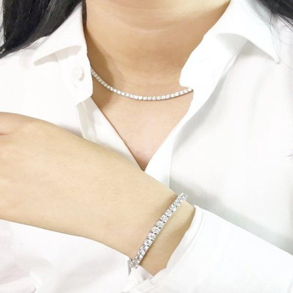 4-foot Tennis 4mm Silver Bracelet Cubic 925 Silver Sterling Silver Women's Popular