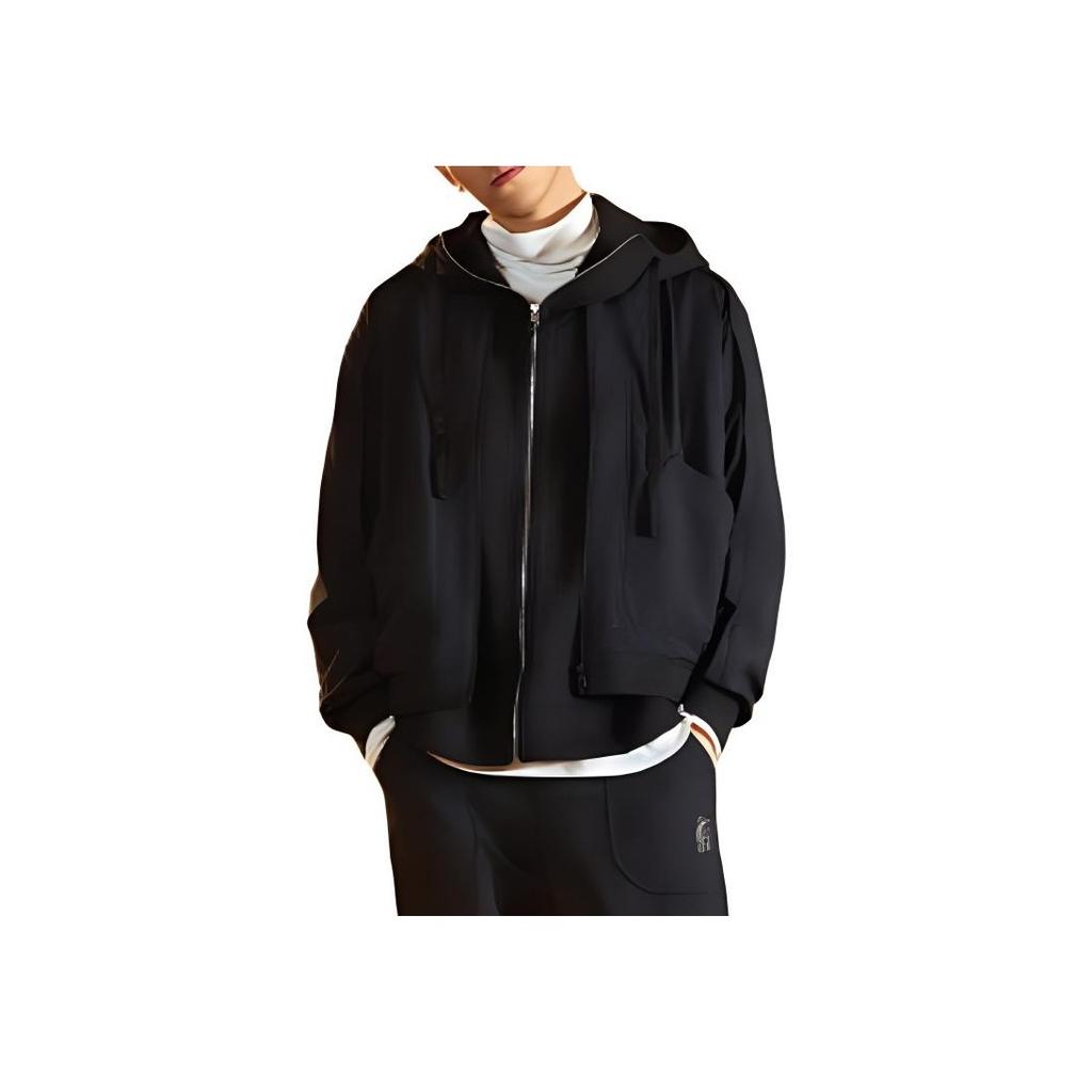 Li Ning X Jackie Chan Collaboration Kung Fu Series Solid Color Zip-Up Stand Collar Comfortable Breathable Loose Cardigan Jacket Men Jackets AFDUA47-2