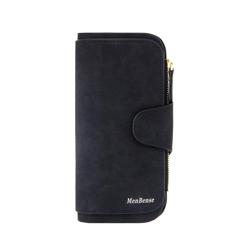 

Женский кошелек-трифолд в корейском стиле с матовой поверхностью, застежкой на кнопку и вместительным отделением для карт чёрный