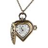Hollow Heart-Shaped Pocket Watch Necklace Pendant Chain Women