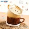 Cartoon Coffee Cup with Lid Breakfast Milk Cup Creative Household Tableware Water Cup Woman Funny Gifts Ceramic Mugs