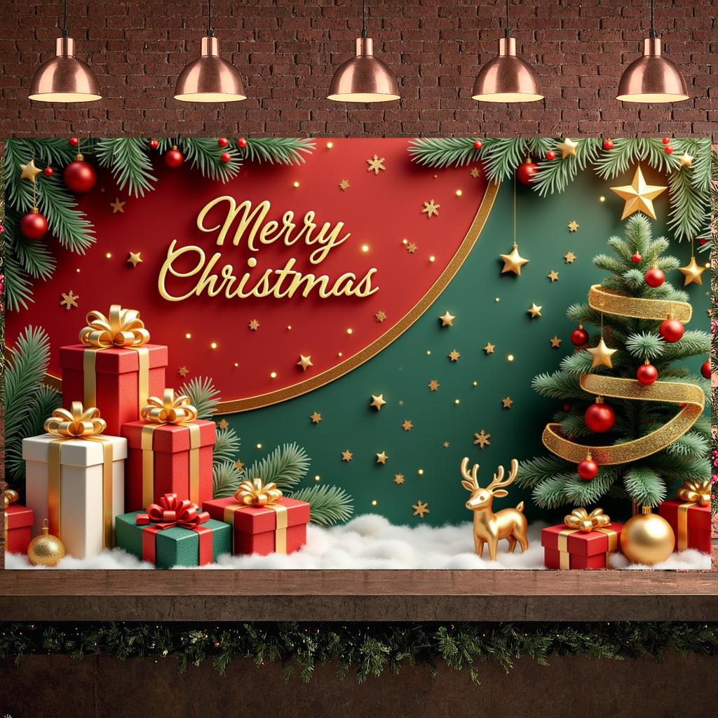Festive Season Background Reindeer Ornament Xmas Event Banner Holiday Party Display Snowflake Pattern Merry Christmas Banner