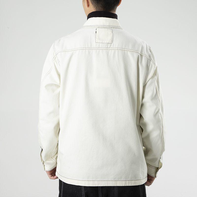 Converse Denim Jackets Unisex Milk White Lapel Moderate Straight Fit 10020896-A04