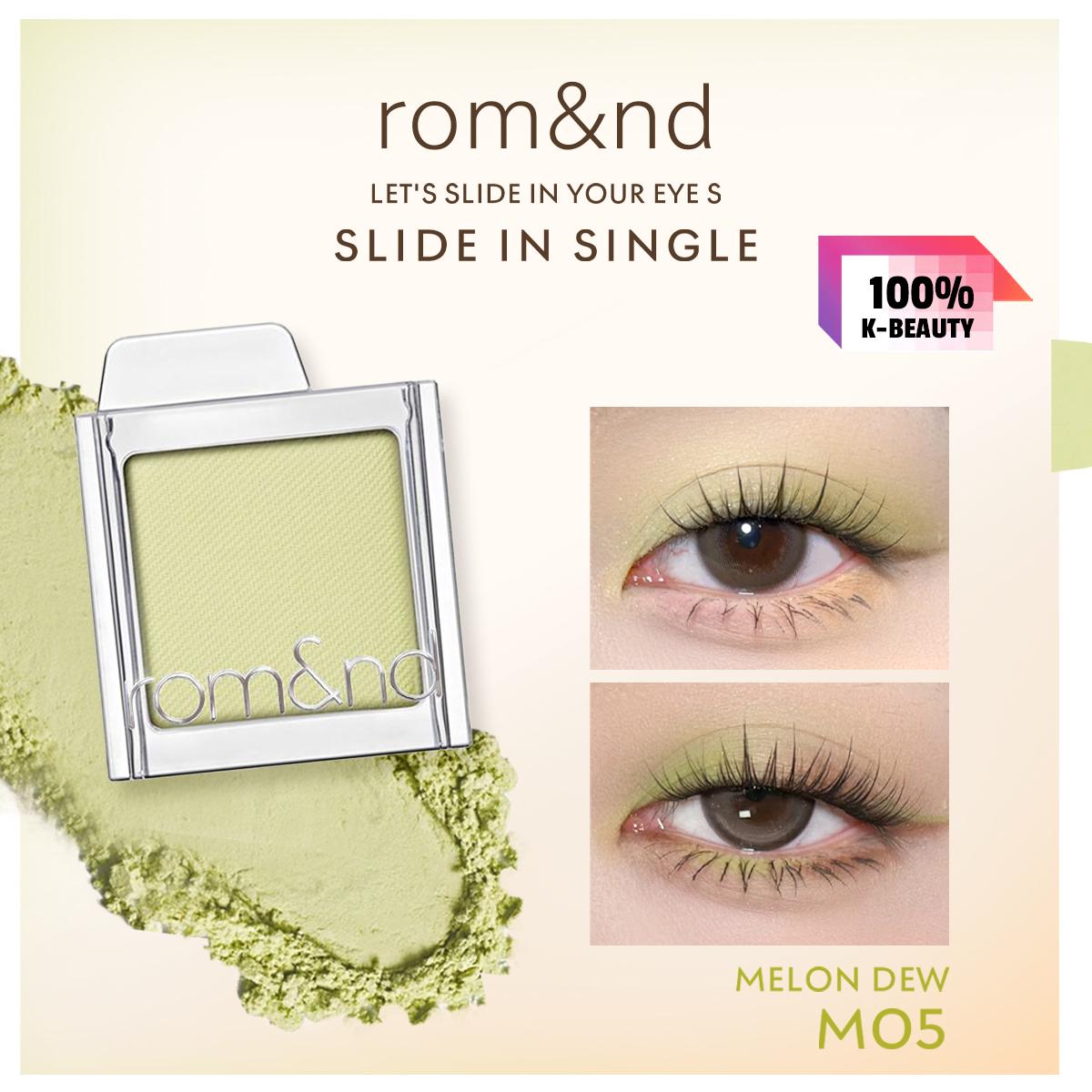 

Rom&nd Romand SLIDE IN SINGLE, Тіні для повік 1.8г/0.06 унції (7 кольорів)