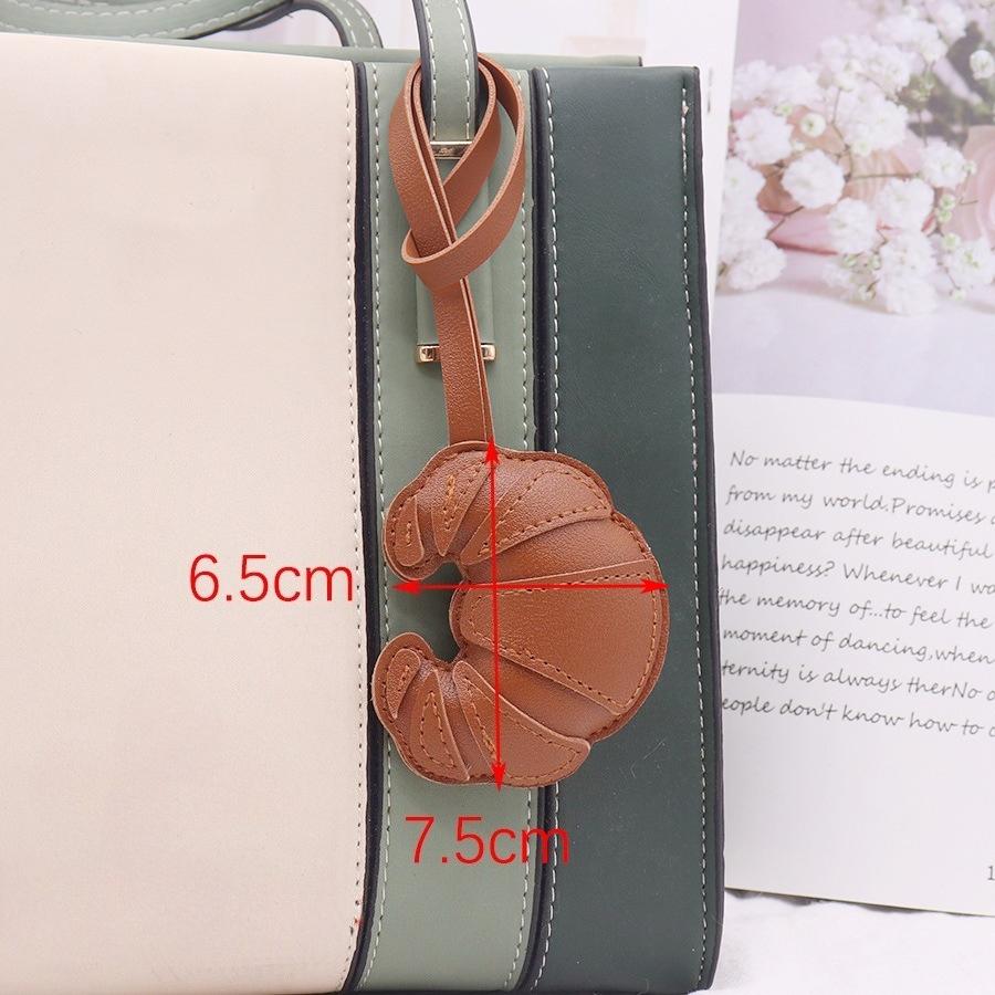 PU Leather Croissant Keychain Car Keyring Cartoon Hanger Bag Pendant